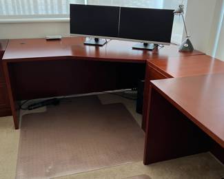Copenhagen Jesper Office Suite:Copenhagen Office Cherry Desk 71x32x29
Crescent Desk Cherry 71x32/44x29
Lateral File Cherry 35.5x20x29
Mobile Pedestal w 2 File Drawers Cherry 