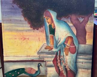 India Batik mounted on board