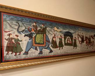 Indian Art Ceremonial Procession w a Bride or Female Dignitary being Carried to an Event 