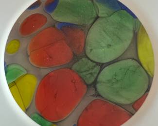 Vintage Reverse Hand Painted Blown Frosted Glass Vase 