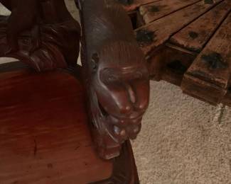 Japanese wood carved monkey chair