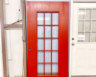 RED FRENCH DOOR - SOLID & HEAVY WOOD - OFF FRAME