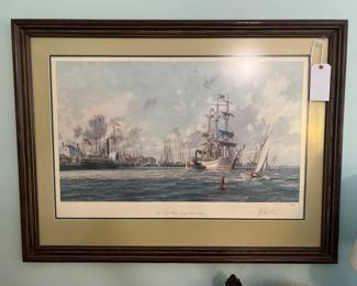 Galveston by John Stobart, limited litho reproduction, signed and numbered