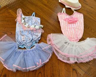 Vintage child's hand-sewn toddler leotard and tule skirt, some wear from storage, length is approx. 16"