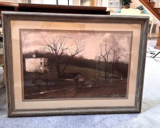 Large professionally framed print of 'Evening at Kuerners' by Andrew Wyeth 36" x 26"