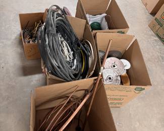 Several boxes of copper and a variety of electrical wiring