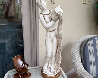 Universal Statuary 1959 Greecian woman figurine, some wear to figurine 26"H