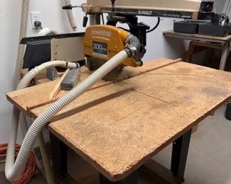 Dewalt Powershop 7790 12" radial arm saw, with stand, works well, buyer will need to disassemble some of stand to move through the doorway 5'4"H x 46"W x 48"D