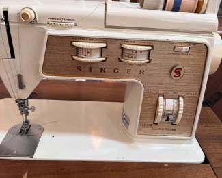 Singer Golden Touch & Sew Delux Zig-Zag Model sewing machine in lift-top table and matching chair, machine works on initial test 