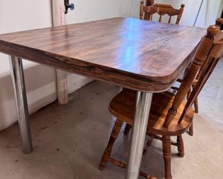 Vintage laminate dining table with chrome legs, some wear 5ft x 35in