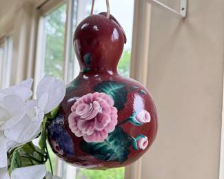 Hand-painted gourd planter 7"