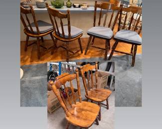 Solid wood Sidex dining table chairs, seats are 17"W
