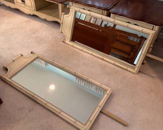 Vintage rectangular dresser mirrors with wall-mount hooks 46" x 18"