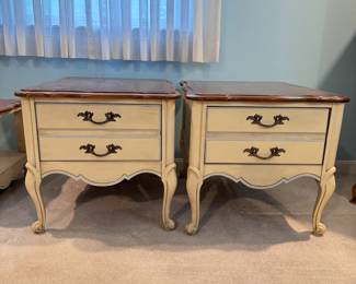 Pair of Broyhill side tables with a single drawer 20"H x 21"W x 26"D, minor wear and scratches