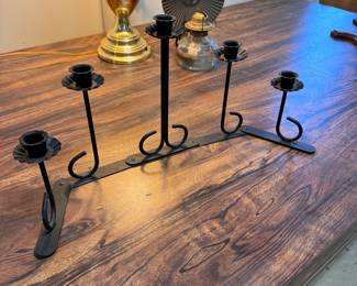 Metal candle holder with movable base 24"W x 11"H