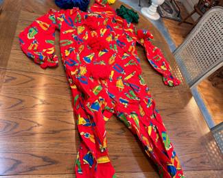Vintage child's hand-sewn clown outfit 50" long 