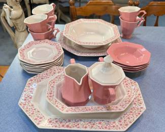 Pink Independence Ironstone Interspace partial china set