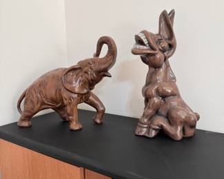 Ceramic elephant and donkey 11"H