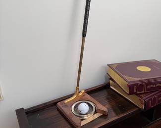 Brass golf club desk display 19"H