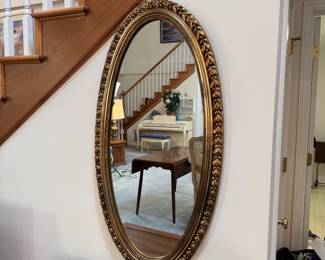 Vintage oval mirror with plastic gold frame 42"H x 23"W
