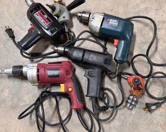 Variety of corded drills, working