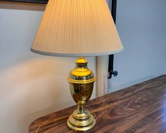 Table lamp, urn shape with brass finish, some wear 24"