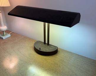 Industrial desk lamp with brown-grey finish 14"H x 18"W