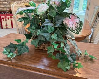 Basket of faux ivy and caladium 16" x 22"