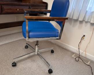 Vintage Mill office chair, some wear, leans forward quickly