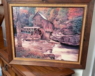 Large mill print in wooden frame 20" x 24"
