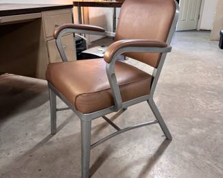 Cole desk chair with vinyl seat and metal legs, some wear 23"W