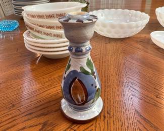 Pottery candle holder, Puerto Rico, 5"H
