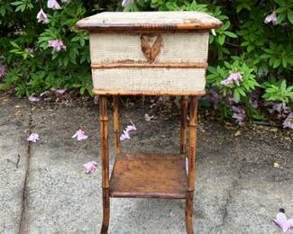 Antique bamboo sewing box