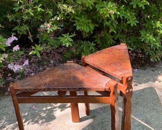 Pair of vintage A. Brandt ranch leather end tables
