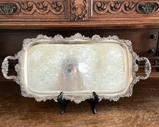 Large Footed Silverplate Tray