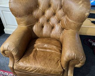 Leather Restoration Hardware Pleated Armchair