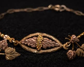 Leaf Themed Jewelry - 14 Karat Gold Earrings | 10 Karat Gold Bracelet 