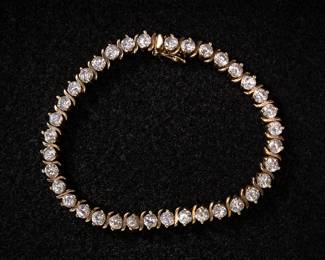 10K Yellow Gold Bracelet with Cubic Zirconia Jewels