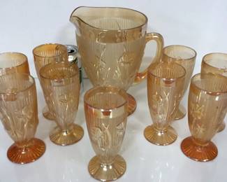 Vintage Iris  Herringbone  Carnival Glass