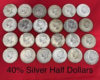 24 40 Silver Kennedy Half Dollars