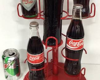 Metal Coca Cola Display with (5) Bottles