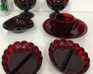 7-Piece Ruby Red Glass Lot