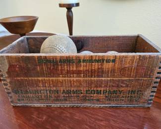 Antique Remington Arms Company Ammo Box with old baseballs