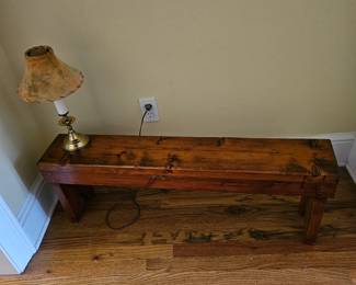 Antique Bench and Lamp