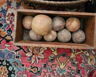Old Baseball and Softball Balls inside Remington Box