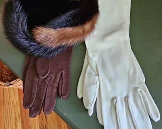 Vintage Gloves, Fur Hat