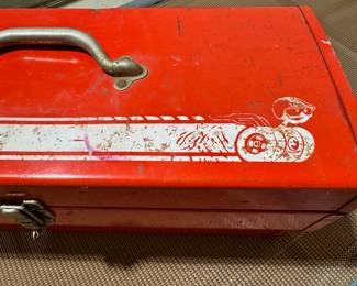 Vintage MoPar Dodge Scat Pack toolbox with original tray
