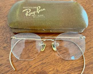 Vintage Ful-Vue 12kt gold filled eyeglasses with vintage Ray-Ban slim case