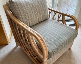 Very nice Lane Venture rattan sofa and coordinating club chair purchased at Hoigaard’s