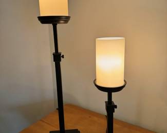 Two Pottery Barn telescopic and dimmable table lamps